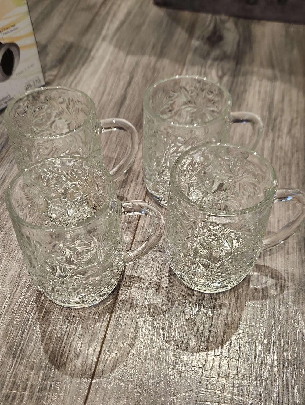 Like New Princess House Fantasia Clear Textured Glass Mugs - (Set of 4)